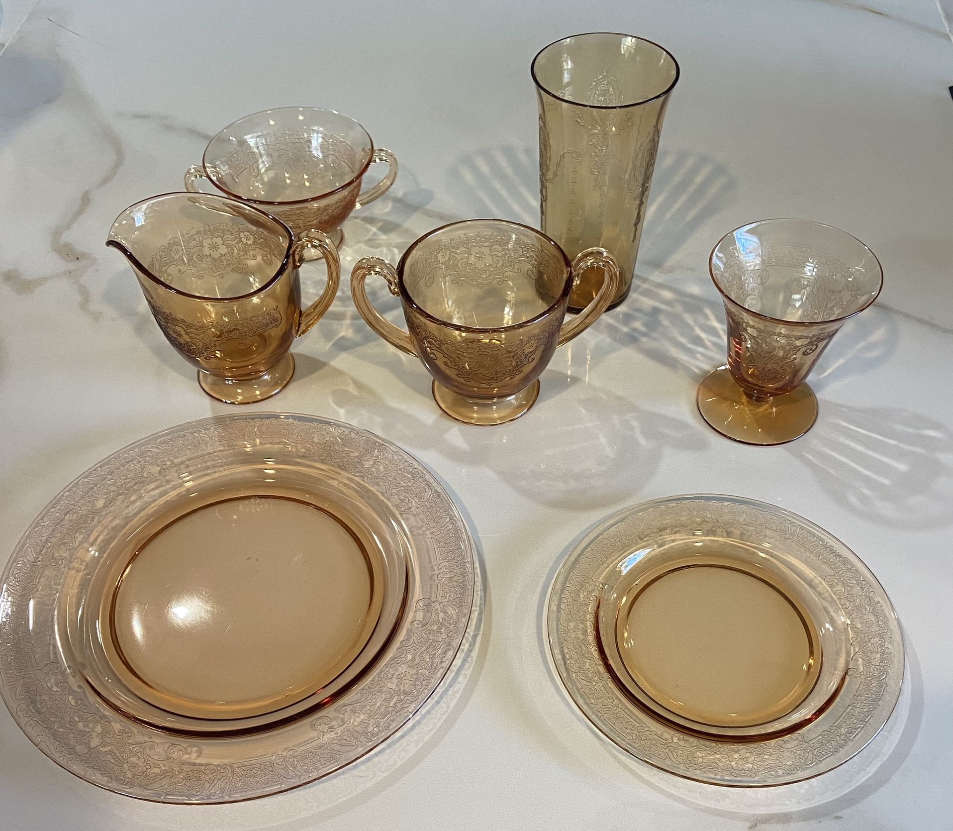 Vintage Pink Glass With Etching - Main Image