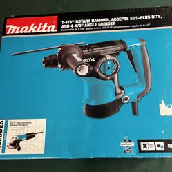 1 1/8 Rotary Hammer And Angle Grinder 4-1/2” Makita 