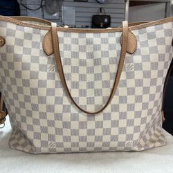 Louis Vuitton Neverfull GM Azur Damier Handbag Purse for Sale in