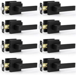 8 Pack Door Handles Black Interior Door Knobs, Keyless Privacy Door Levers with Lock Heavy Duty Door Handle for Bedroom Bathroom