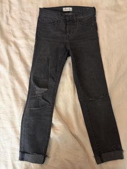 Madewell distressed grey skinny jeans