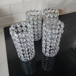 Set Of 4 Crystal Candle Holders