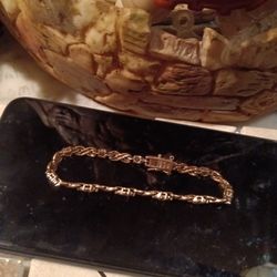 7inch Gold Tone Diamonds Sterling Silver Bracelet.
