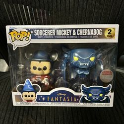 D23 Disney Parks Fantasia Sorcerer Mickey & Chernabog 2-Pack Funko Pop