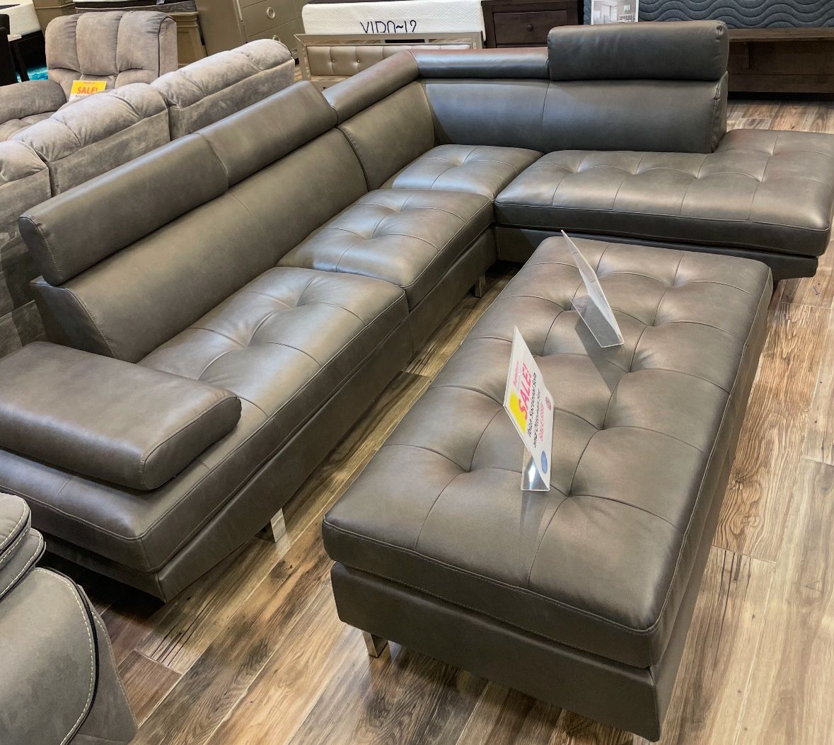 Holiday sale. Ibiza gray sectional with ottoman set only $999. Easy finance option. Same day delivery.