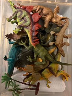 Dinosaur Toy Lot with Play Mat, Storage Bin & Jurassic World Toy