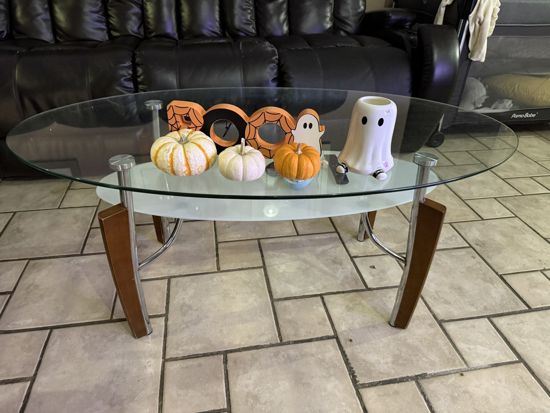 Bowery Hill 3 Piece Glass Top Coffee Table Set in Cappuccino