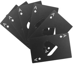Ace Of Spades Card Bottle Opener Stainless Steel for Men Women 2P (Black Ace 6pcs
