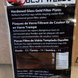 Best Welds Hardened Glass Gold Replacement Welding Lens – Advanced Passive Filter Plate 2" x 4-1/4", 10 Pack