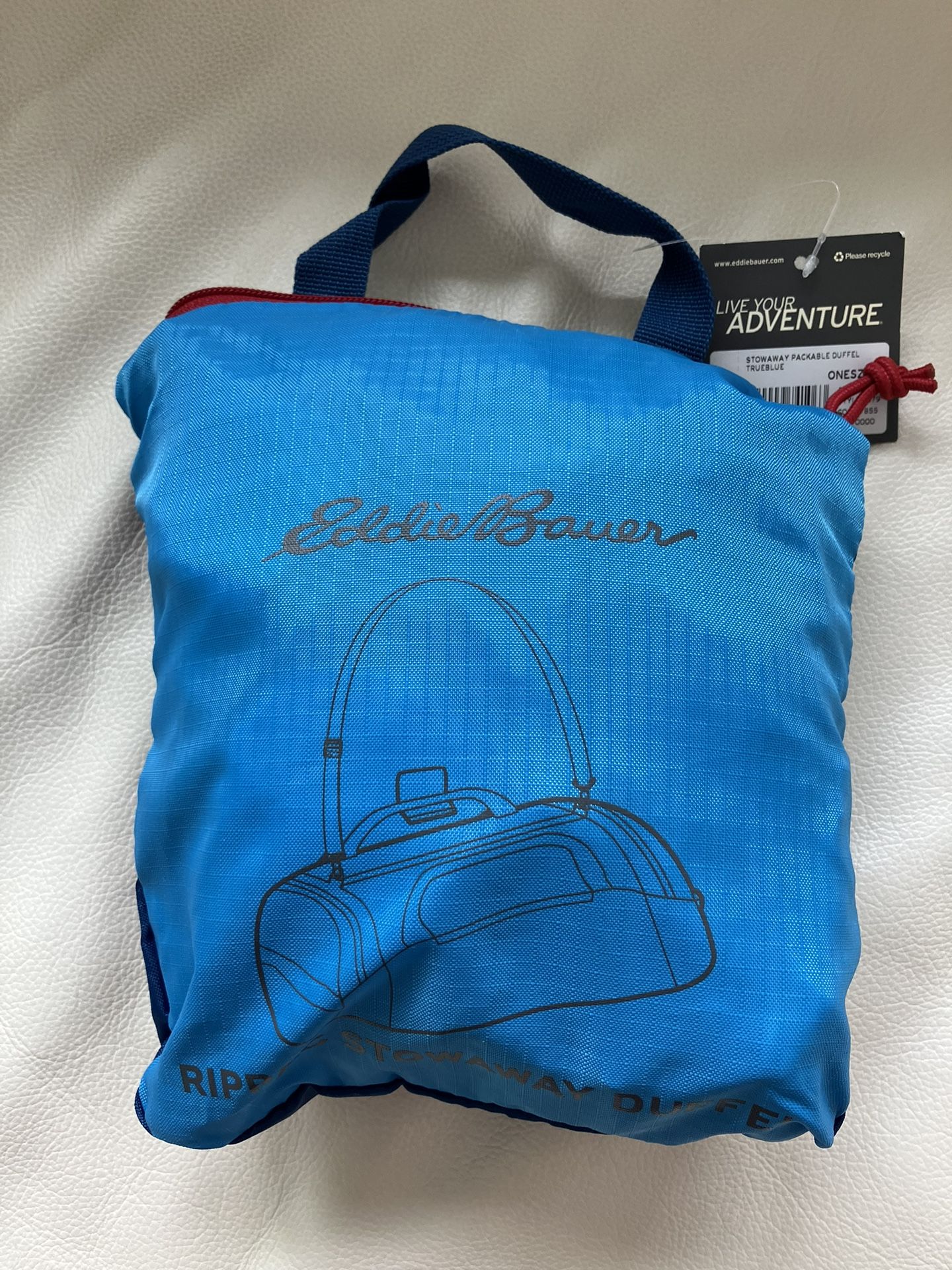 Eddie Bauer Rippac stowaway packable duffle bag NEW color trueblue
