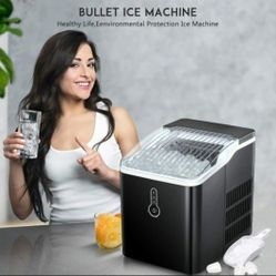  Ice Maker Countertop, Portable Ice Maker with Self-Cleaning, 26Lbs/24Hrs, 9 Cubes Ready in 8 Mins, One-Click Operation, Compact Ice Maker with Ice Sc