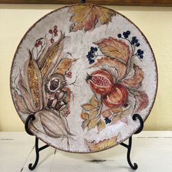 Beautiful Large Serving Bowl Made in Italy (Pier 1 Imports) & Easel