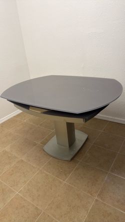 Modern Gray Pedestal Dining Table