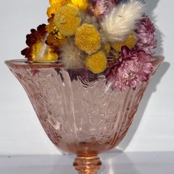 Federal Sharon/Cabbage Rose Pink 8 Inch Candy Jar, No Lid.