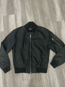 Nova Men Black Faux Leather Bomber Jacket