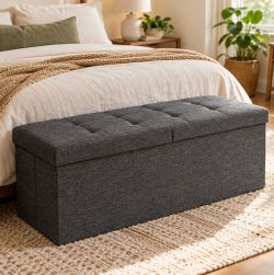 SONGMICS 43” Storage Ottoman Bench – Dark Gray