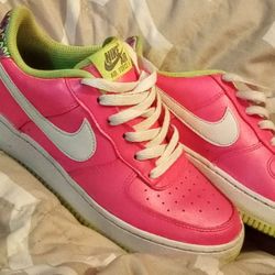 Pink And Green And White Nike Air Force1 
