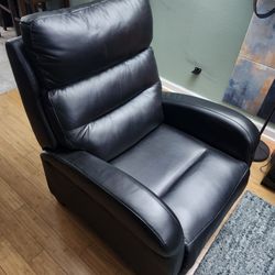 Limare Black Leather Recliner Theater Chair, Real Leather