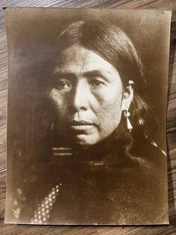 Lummi Woman Sepia Portrait Print, Curtis Image, 11x14