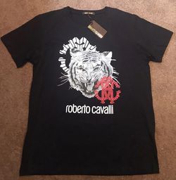 Roberto Cavalli Tiger Graphic Crew Neck Black Mens XXL
