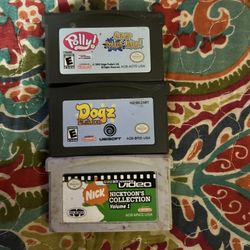 Lot Of Three GameBoy Advance Games! Polly Pocket! Dogz! Nicktoons! 