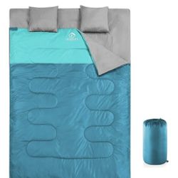 oaskys Double Sleeping Bag for Adults with 2 Pillows
