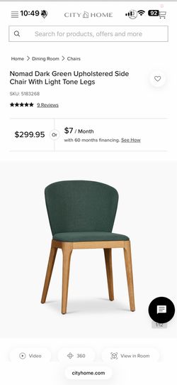 City Home - Nomad Dark Green Chair With Light Tone Legs