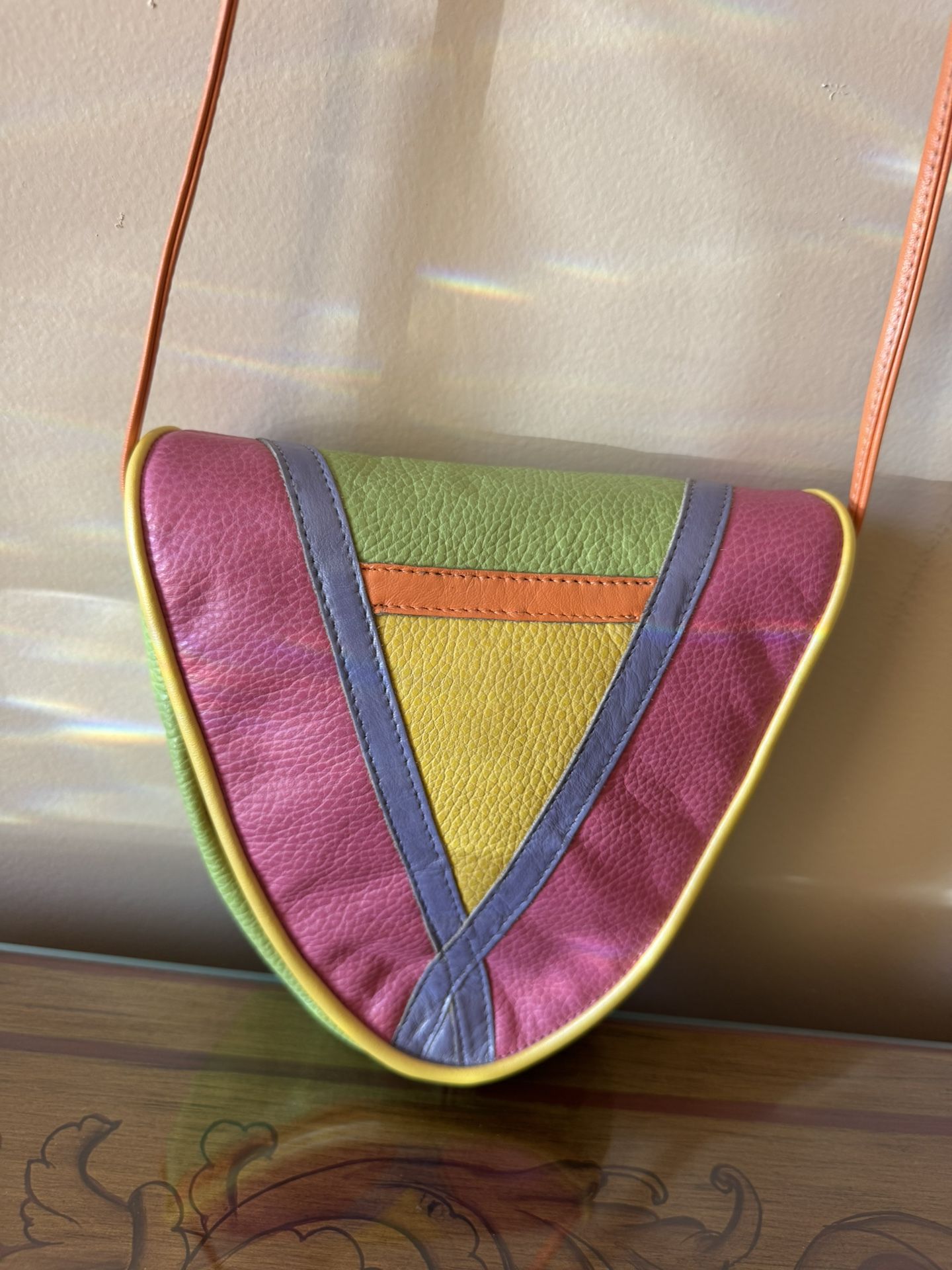 DRAMATIC PRICE DROP: CUSTOM-MADE By NJ LEATHERSMITH NEVER USED PREMIUM COLORFUL LEATHER/LEATHER-LINED BAG