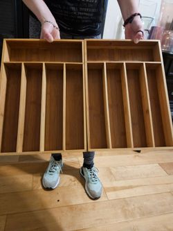 Two Berghoff Bamboo Flatware Organizer, 5 Slot Kitchen Drawer Organizer