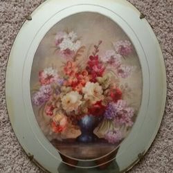 Antique oval floral mirror