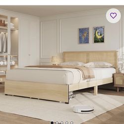 King Size Natural Rattan Headboard, Cane Bed Frame