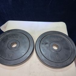 Two 7.5 Lb Rubber Weight Plates 