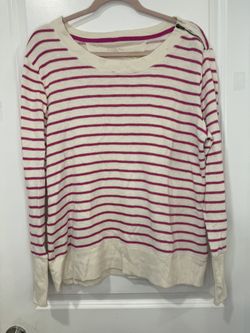 Merona Brand Hot pink And White Striped Women’s Sweater XL