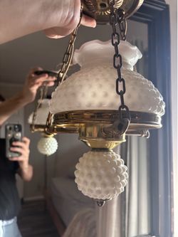 Vintage milk glass light fixtures chandelier & sconce