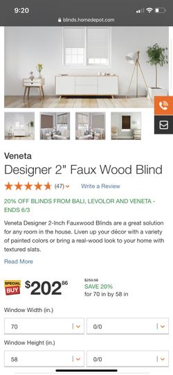White wood blinds, good condition 70x58