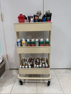 Acrylic Paint Collection + 3-Tier Rolling Cart - 85 Paints
