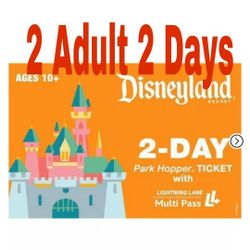 2 Adult & 2 Kids Disneyland Tickets 