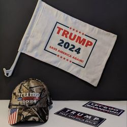 Trump 2024 Car Flags Hat And Bumper Stickers MAGA