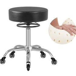 Rolling Stool with Wheels 400lbs Weight Capacity,Heavy Duty Lash Chair Adjustable for Tatoo Lab Massage Salon Spa Drafting Nail Teach,360 Swivel,Leath