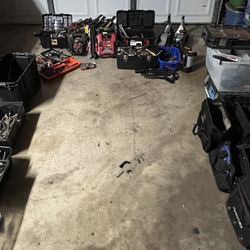 Huge Lot Of Garage Tools Wrench’s, Sockets, Hammers, Clamps