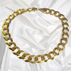 14k Yellow Gold Cuban Curb Link Bracelet 8.75in 16.2g