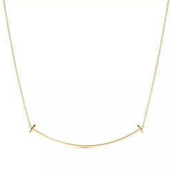 Tiffany & Co. Innocent T Smile Necklace in 18K Gold  Size Adjustable 16-18"
