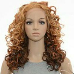3 Tone Auburn Red Blend Loose Spiral Curls Lace Front Wig