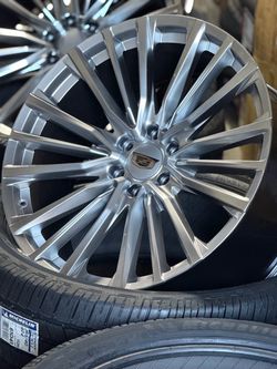 24'' Escalade V Style Hyper Black Wheels Tires fit Silverado Yukon Tahoe Sierra