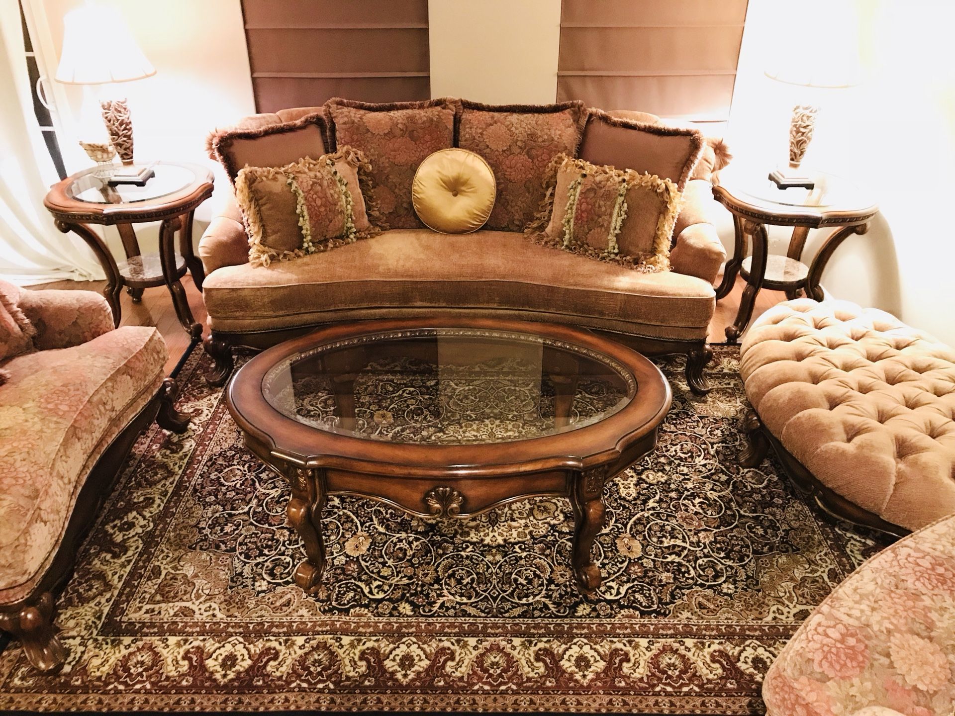 SCHNADIG BAZILLE 7-PIECE LIVING ROOM SET SOFA/CHAIRS/OTTOMAN/COFFEE TABLE/END TABLES