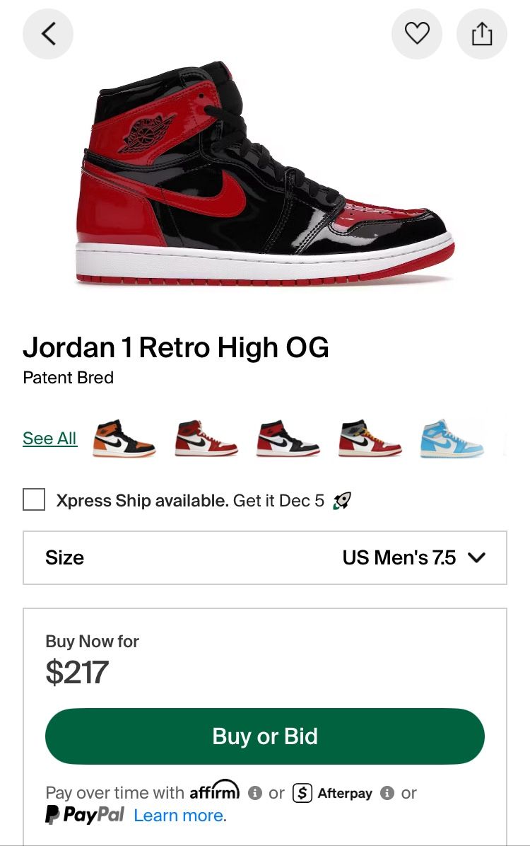 Jordan 1 Retro High OG Patent Bred