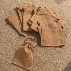 big burlap draw string bags lot