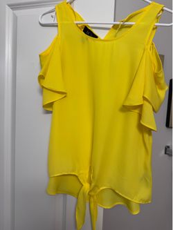 Bright Yellow Cold-Shoulder Blouse – BCX