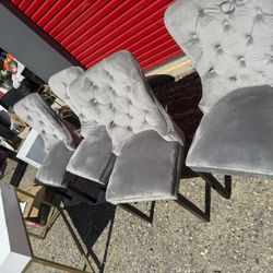 Velvet Set Of Four Dining Chairs For Sale ! $180