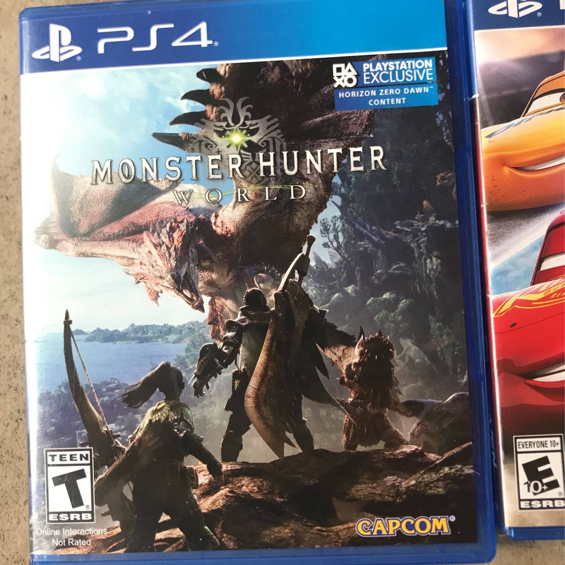 5 Pack Ps4 Games- Battlefront Deluxe Edition, Battlefront 2, Madden 18, Monster Hunter World, Cars 3 Driven 2 Win
